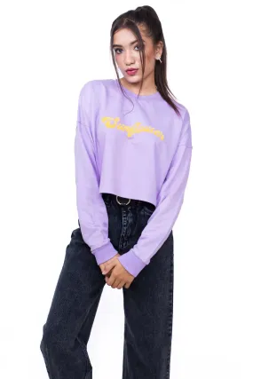 Printed Crop Sweatshirt Lilac