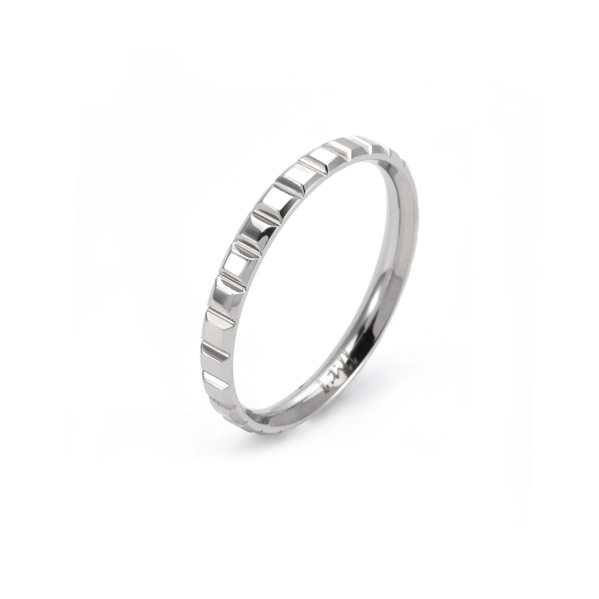 RG102W B.Tiff Simplicity Box Cut Stainless Steel Stacking Polish Ring