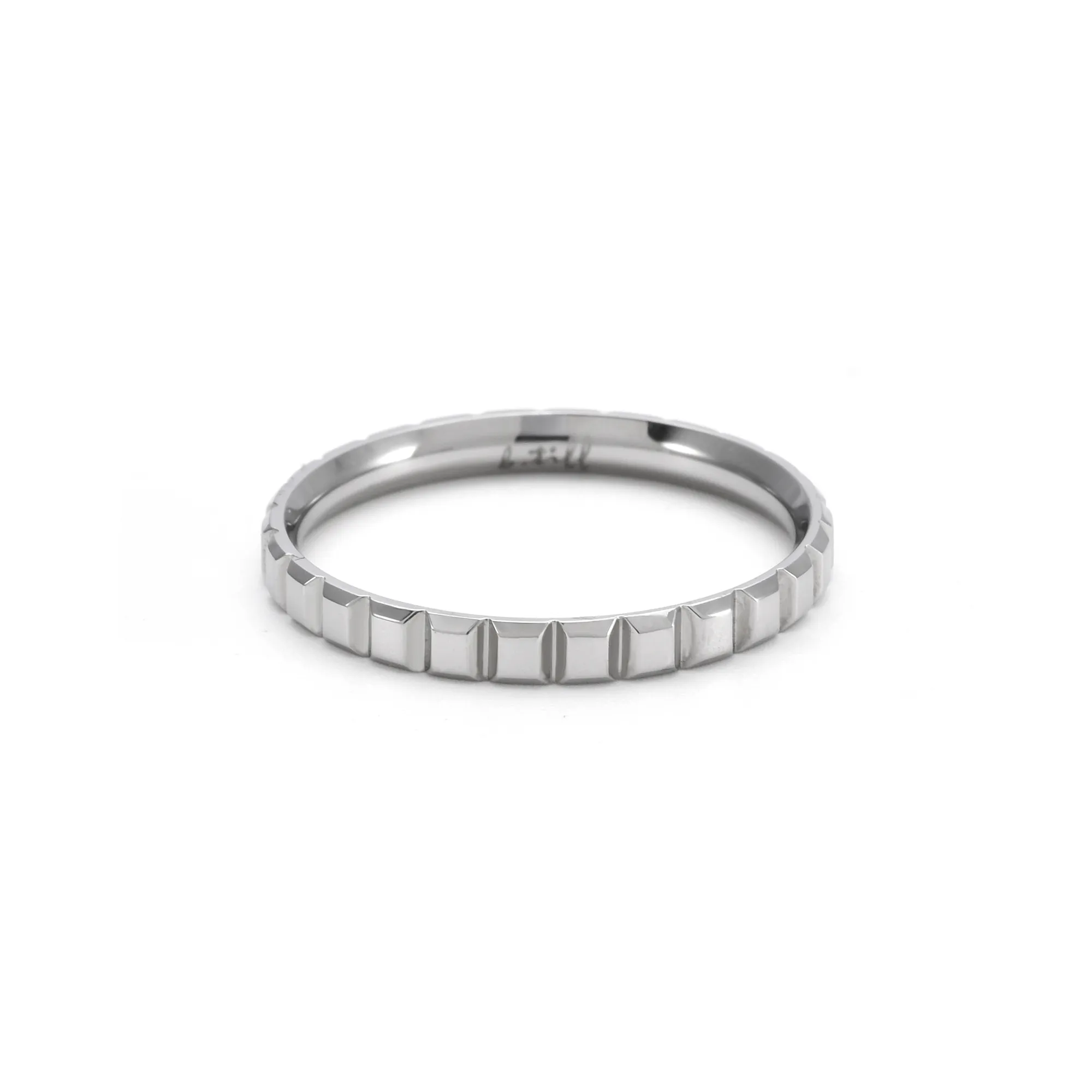 RG102W B.Tiff Simplicity Box Cut Stainless Steel Stacking Polish Ring