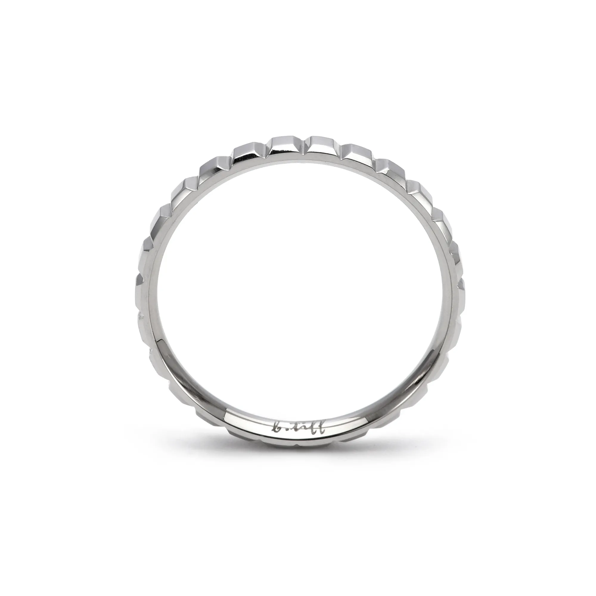 RG102W B.Tiff Simplicity Box Cut Stainless Steel Stacking Polish Ring