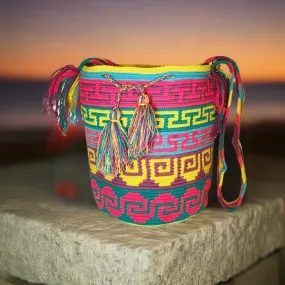 Rose Large Handmade Crochet Wayuu Mochila Bag