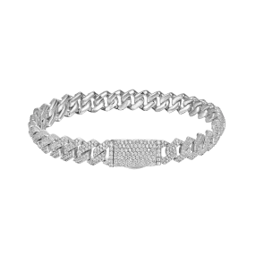 Round Cut Prong Cuban Link Bracelet - 8mm