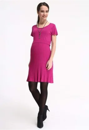 Sherry Rib Collar Dress Plum