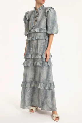 Stone Ruffled Long Dress