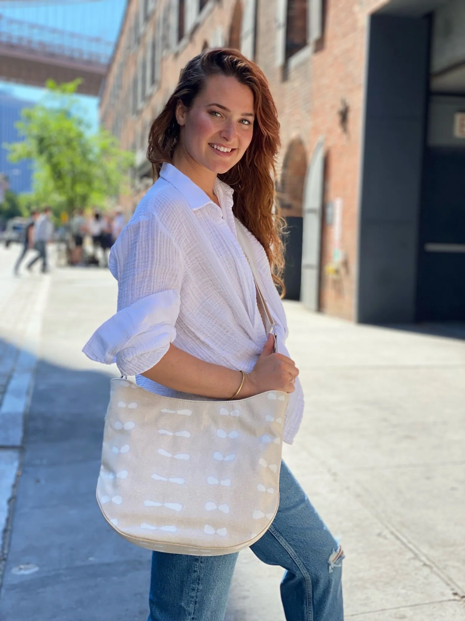 Stone Shibori City Bag with Tans and White IMAGINE Strap Only $38   FREE Strap (a $168 value)