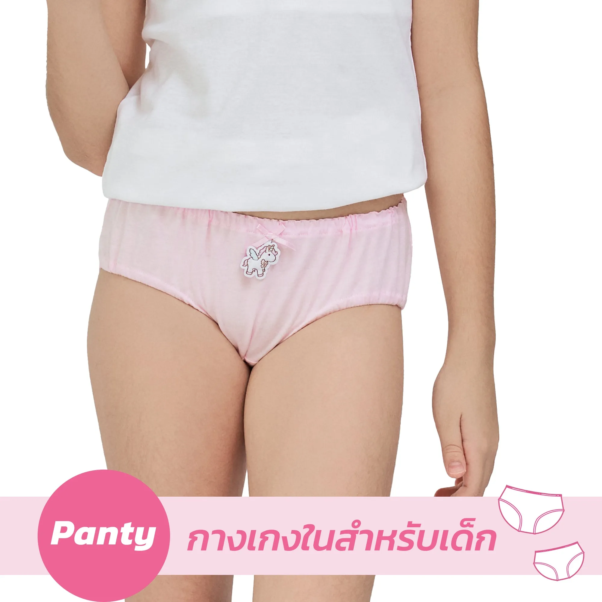 Wacoal Bloom Panty กางเกงในร้อยยางสำหรับเด็ก Pack 3 ชิ้น  รูปแบบ Half  รุ่น WU6A33 สีชมพู (PI)