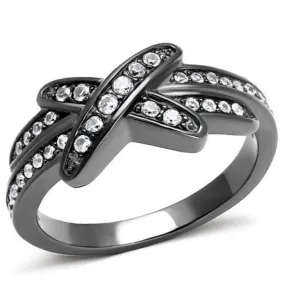 WildKlass Stainless Steel Ring IP Light Black (IP Gun) Women AAA Grade CZ Clear