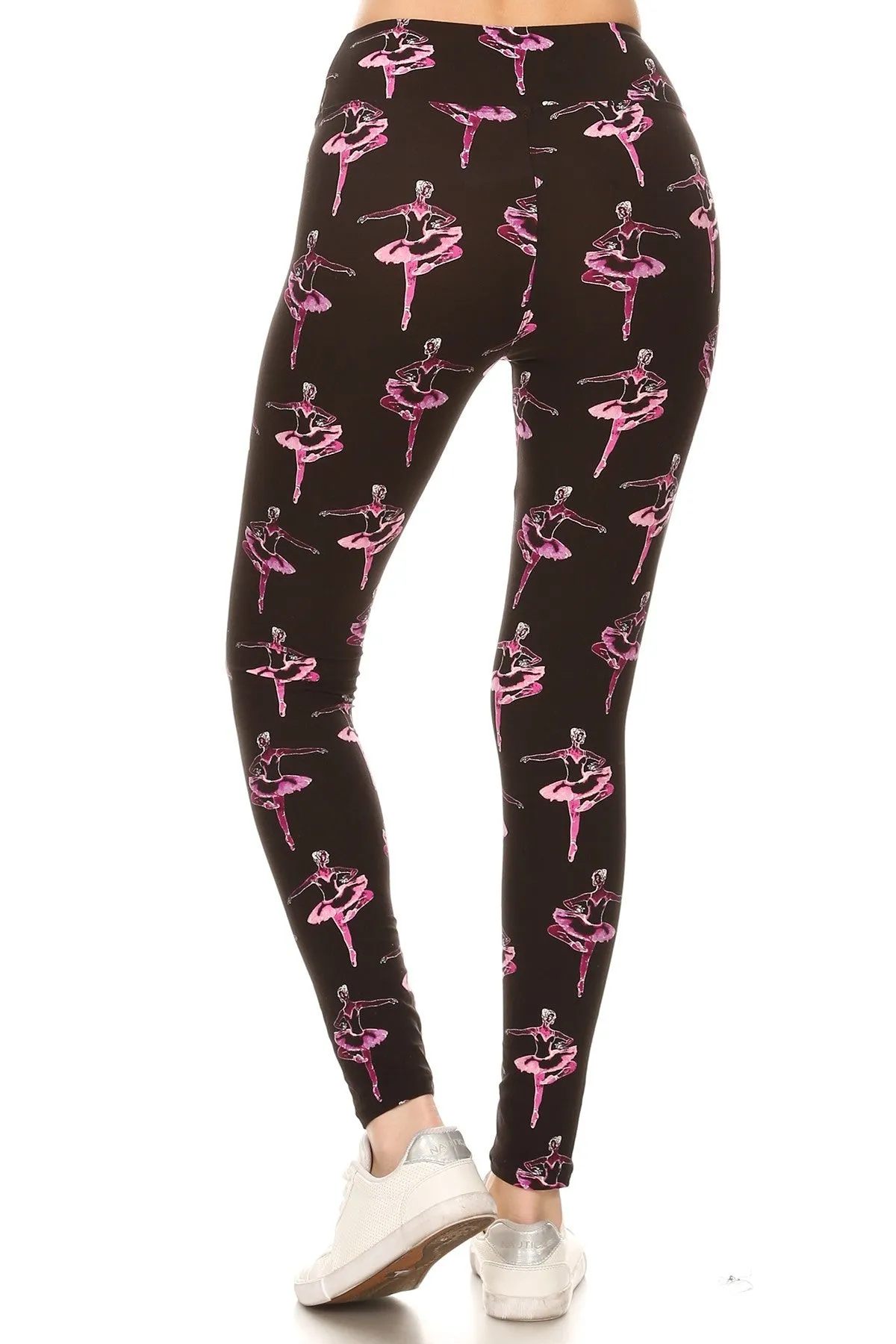 Women Regular High Waist Ballerina Dance Music Printed Yoga Pants Leggings