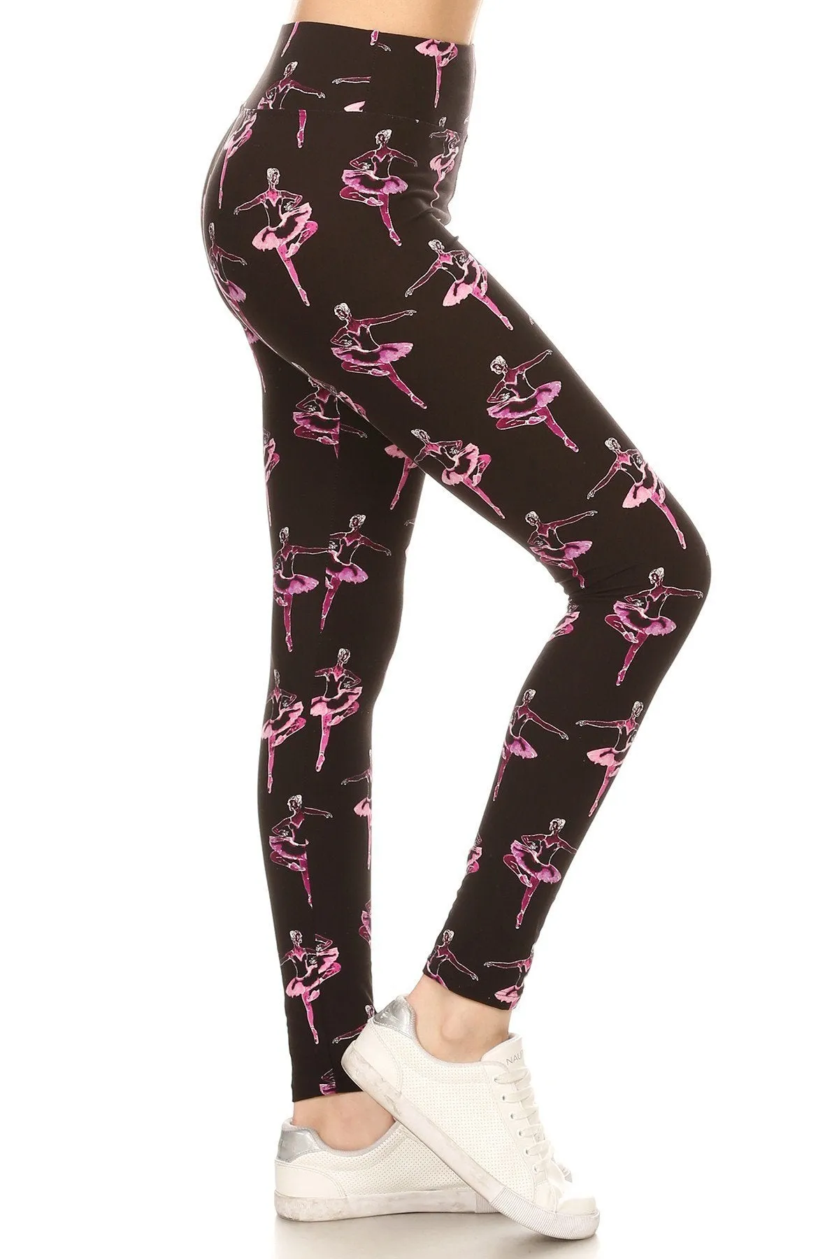 Women Regular High Waist Ballerina Dance Music Printed Yoga Pants Leggings